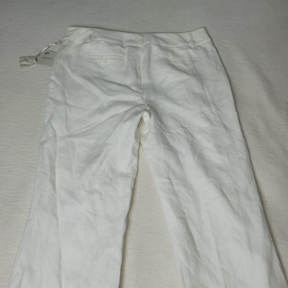 Madison Pants Womens Sz 12 - 36W x 30L White Boating Linen Beach Summer Cottage - Picture 15 of 16